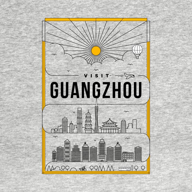 Guangzhou Minimal Lineal Poster by kursatunsal